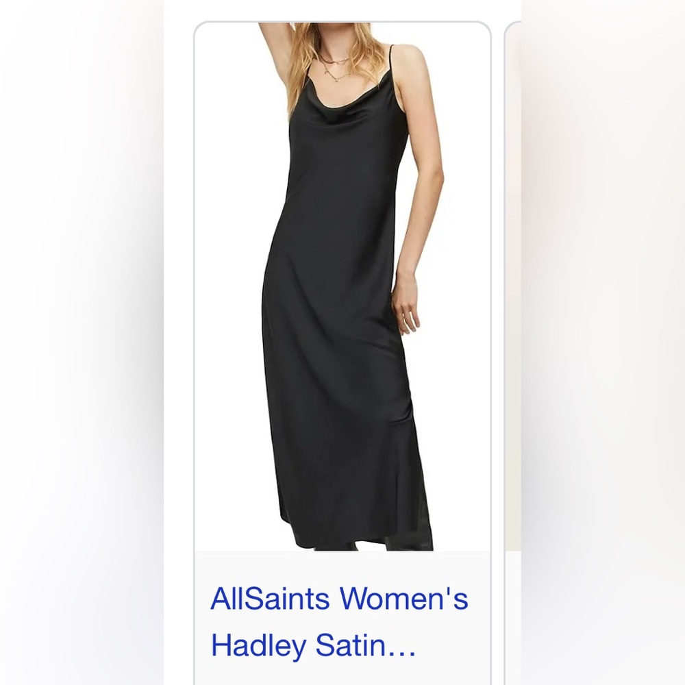 New Allsaints Elegant Black Slip Dress